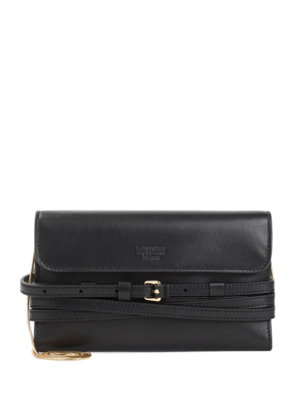 Moschino belted leather clutch bag - Schwarz