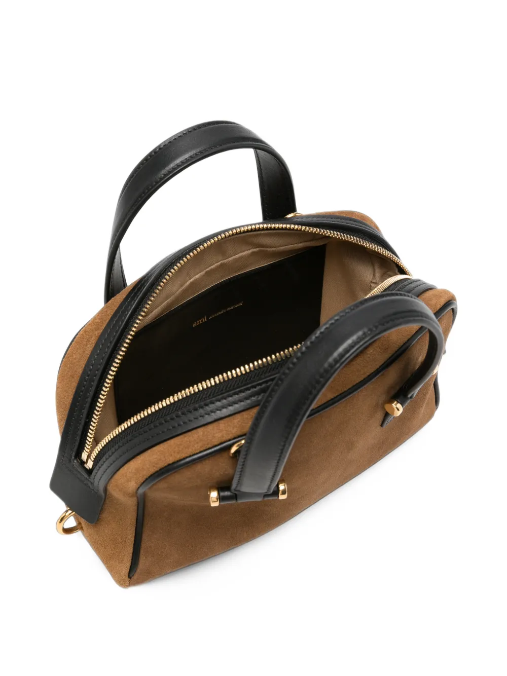 AMI Paris suede leather tote bag Bruin