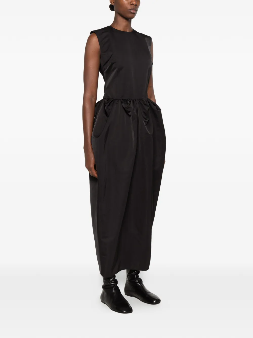 AMI Paris gathered sleeveless dress Zwart