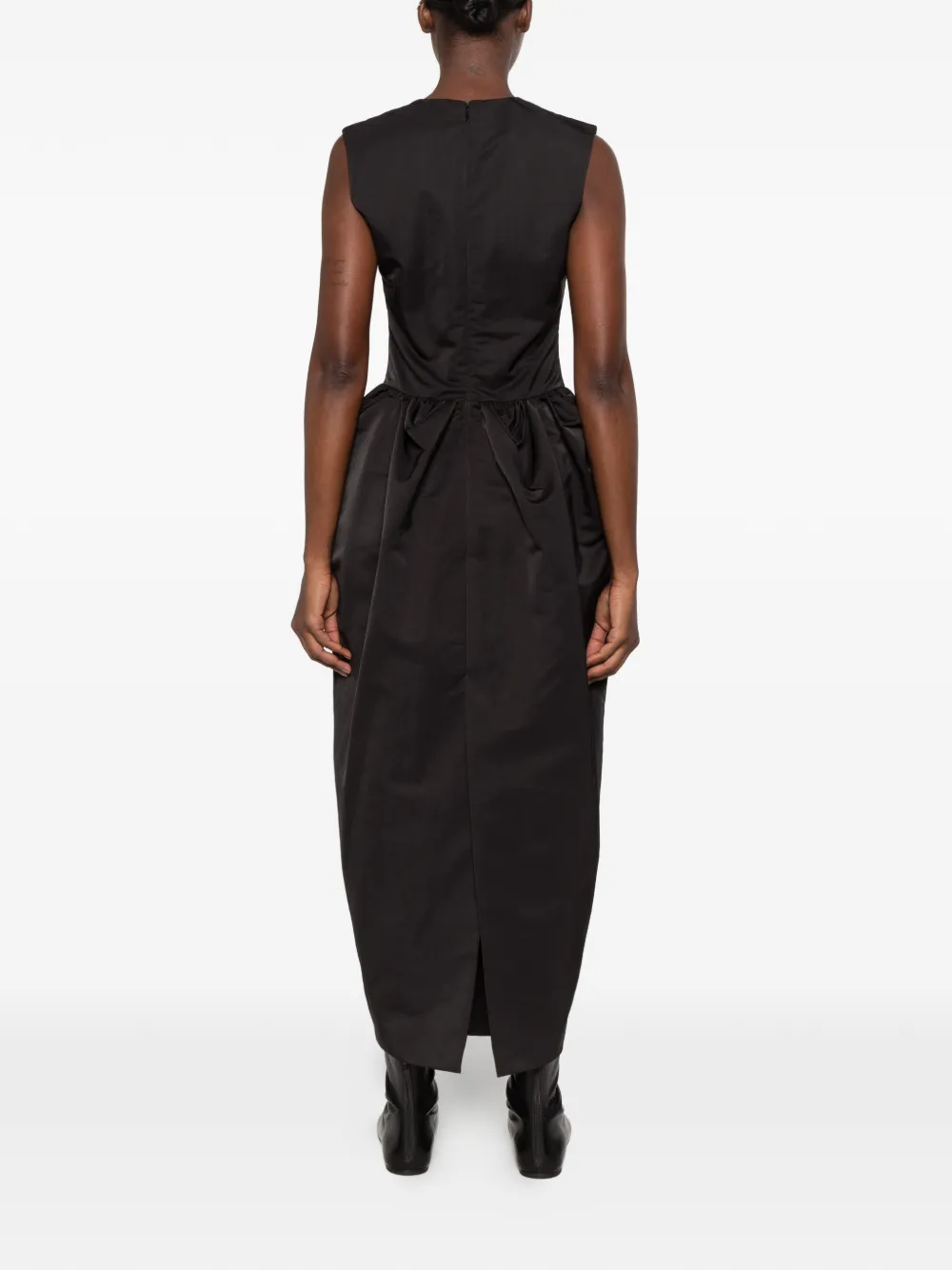 AMI Paris gathered sleeveless dress Zwart