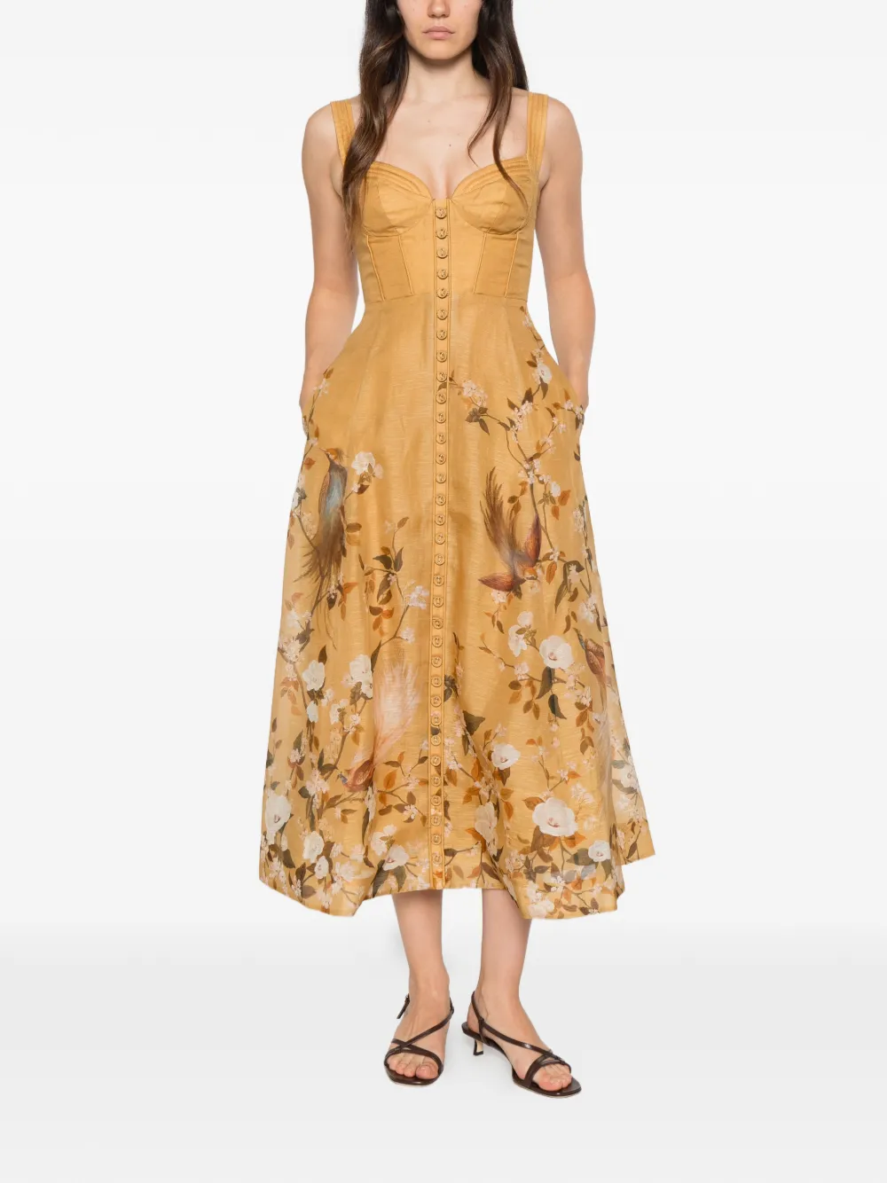 ZIMMERMANN Momentum corded midi dress - Jaune ZIMMERMANN Momentum corded midi dress - Jaune
