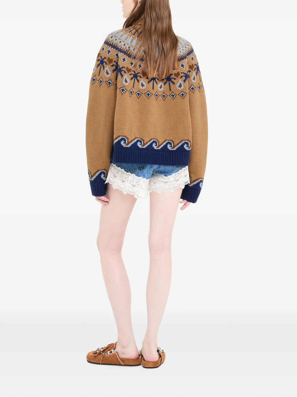 Alanui Sweet Winter Fair Isle turtleneck sweater Bruin
