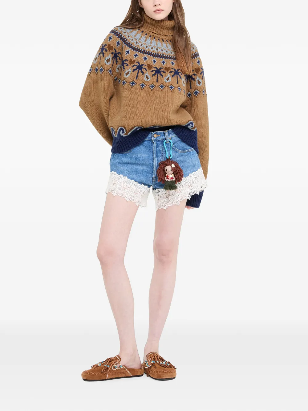 Alanui Sweet Winter Fair Isle turtleneck sweater Bruin