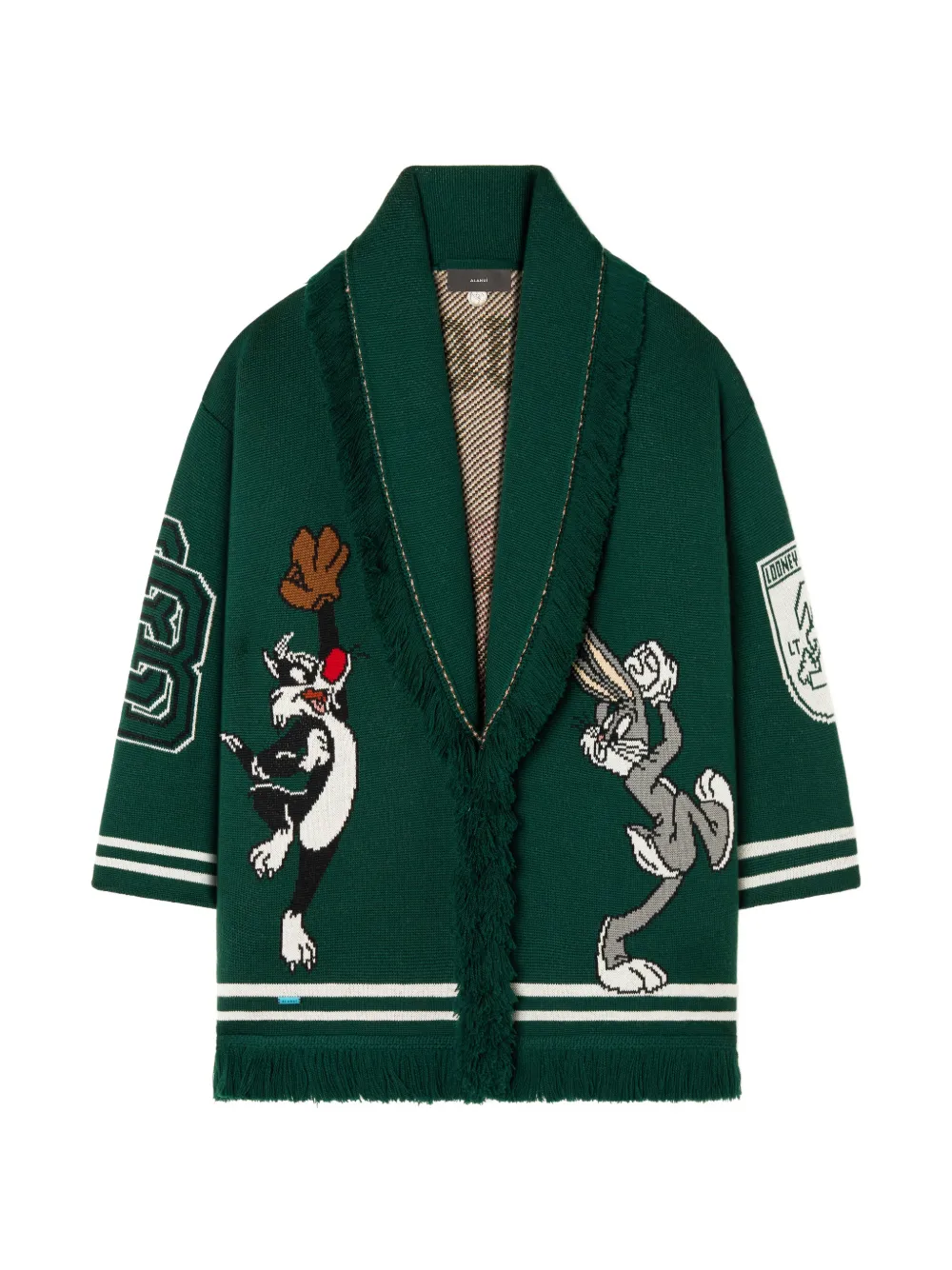 Alanui X Looney Tunes Sporty Bugs Bunny & Sylvester Wool Cardigan In Green