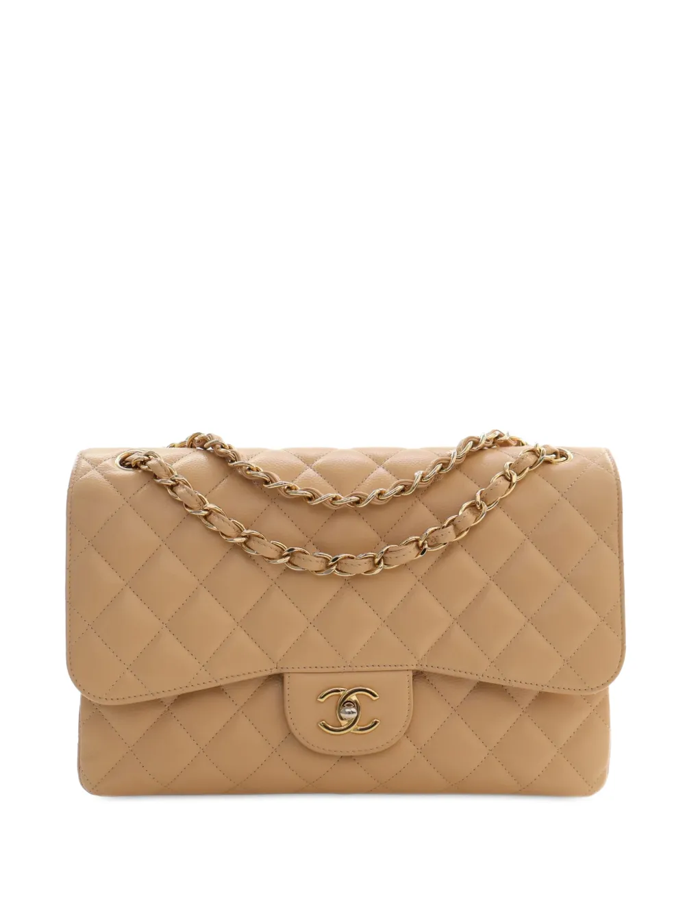 CHANEL Pre-Owned 2014-2015 Jumbo Classic Caviar Double Flap shoulder bag - Toni neutri