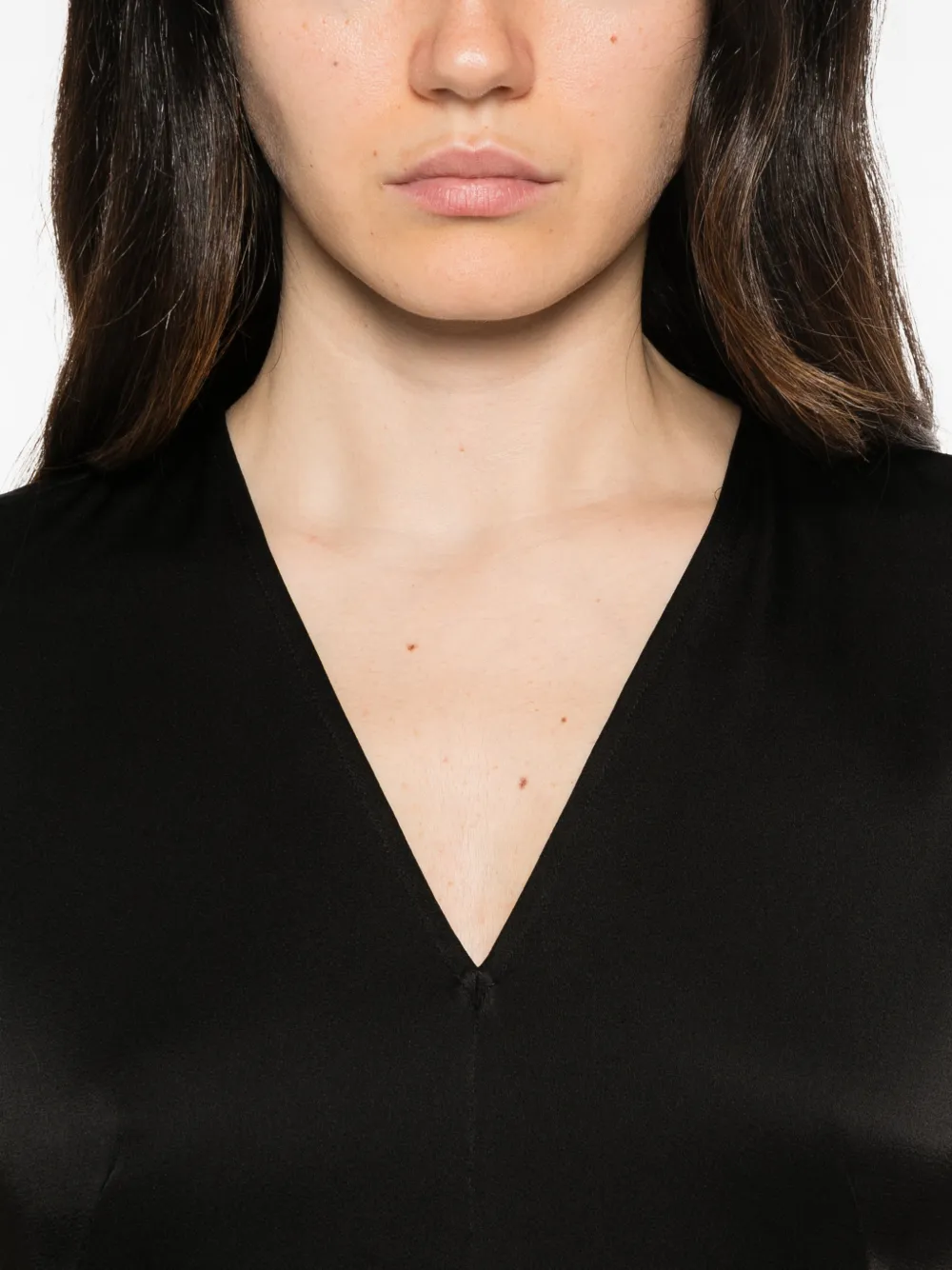 Herno V-neck short-sleeve midi dress Zwart
