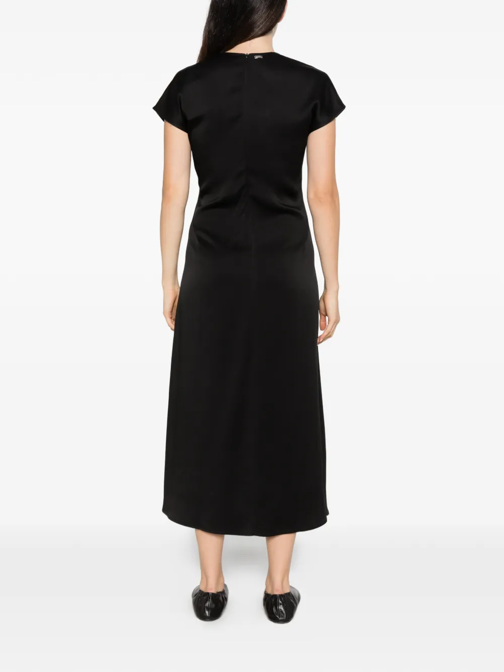 Herno V-neck short-sleeve midi dress Zwart