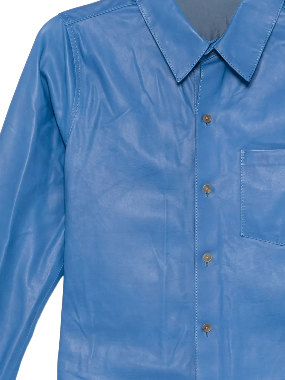 Auralee faux-leather button-up shirt Blauw
