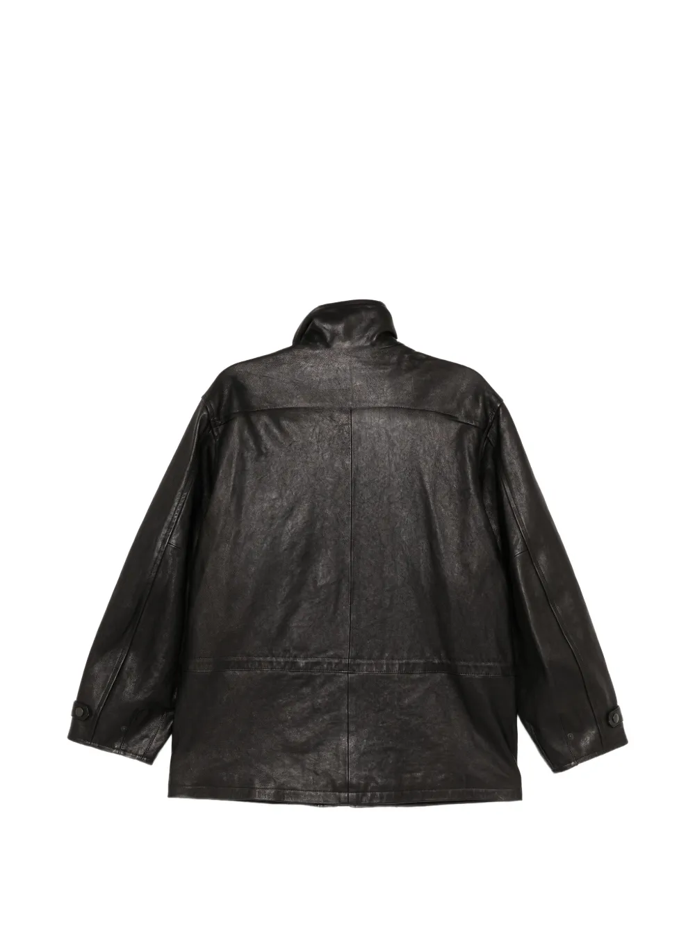 Auralee high-neck leather jacket Zwart