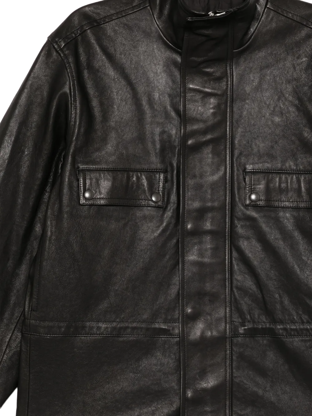Auralee high-neck leather jacket Zwart