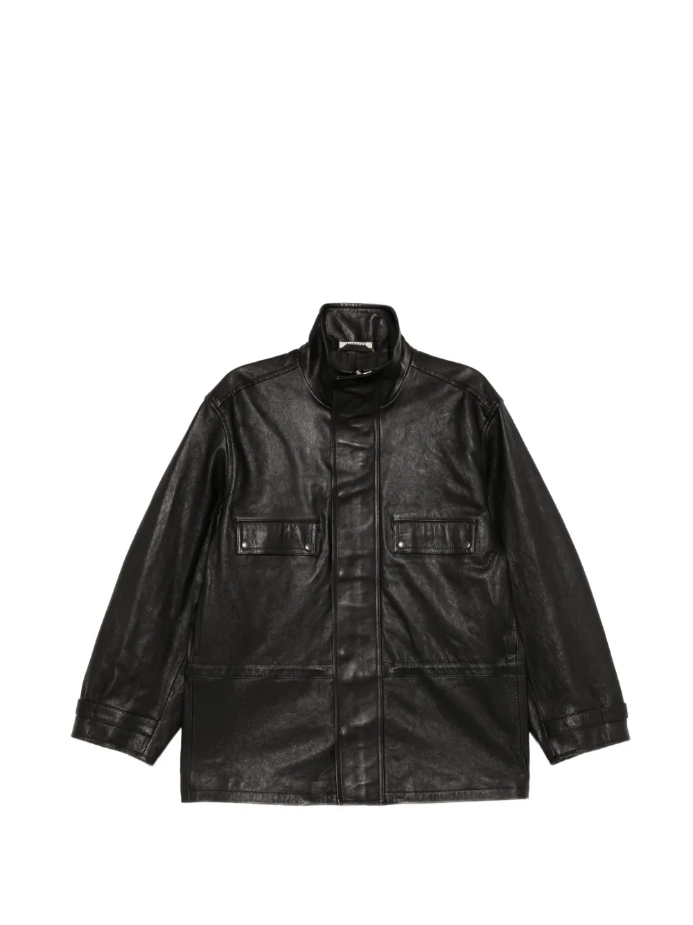 Auralee high-neck leather jacket - Schwarz