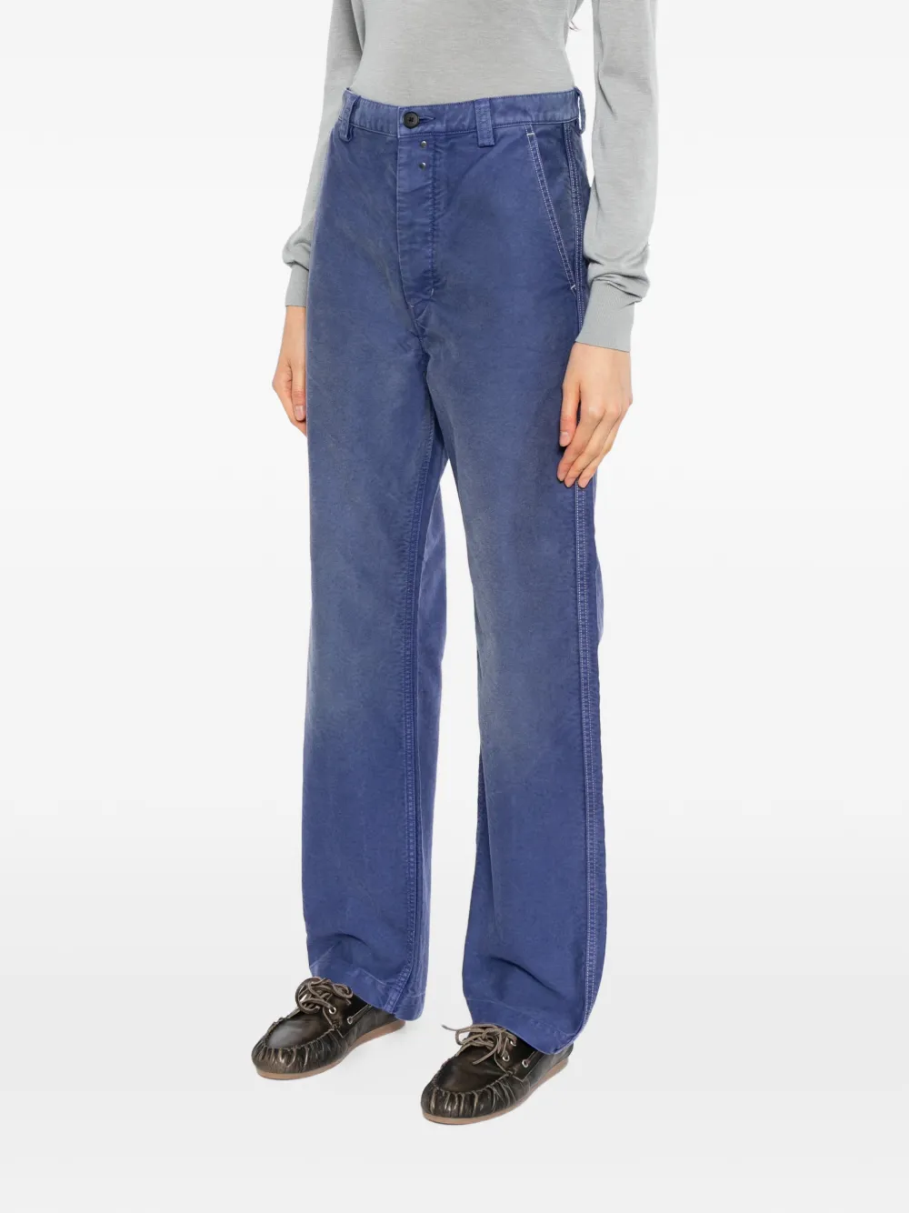 Auralee faded-wash wide-leg jeans Paars