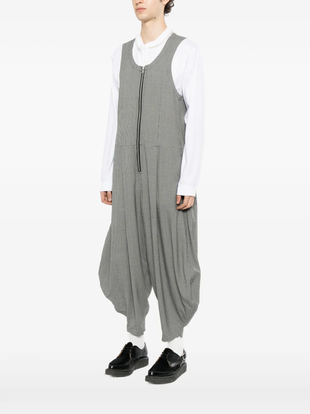 Comme des Garçons Homme Plus houndstooth-pattern zip-up jumpsuit Grijs