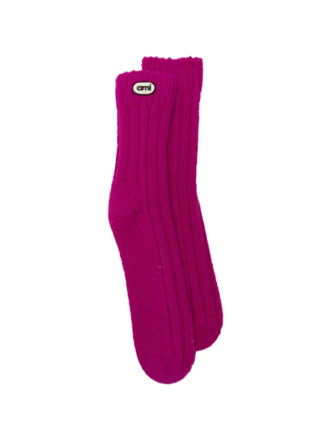 AMI Paris calcetines tejidos de canalé con parche del logo