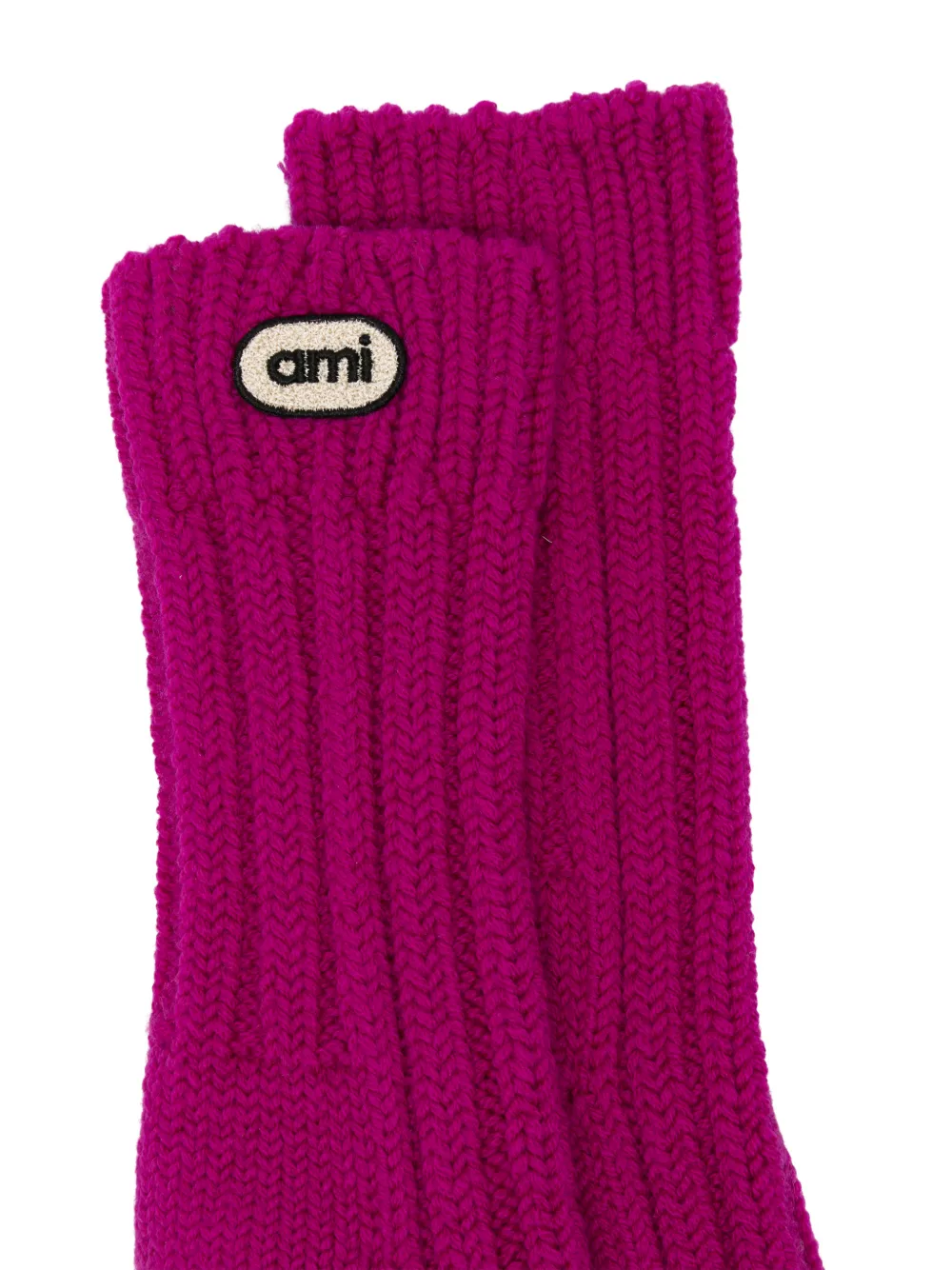 AMI Paris Ribgebreide sokken met logopatch Roze