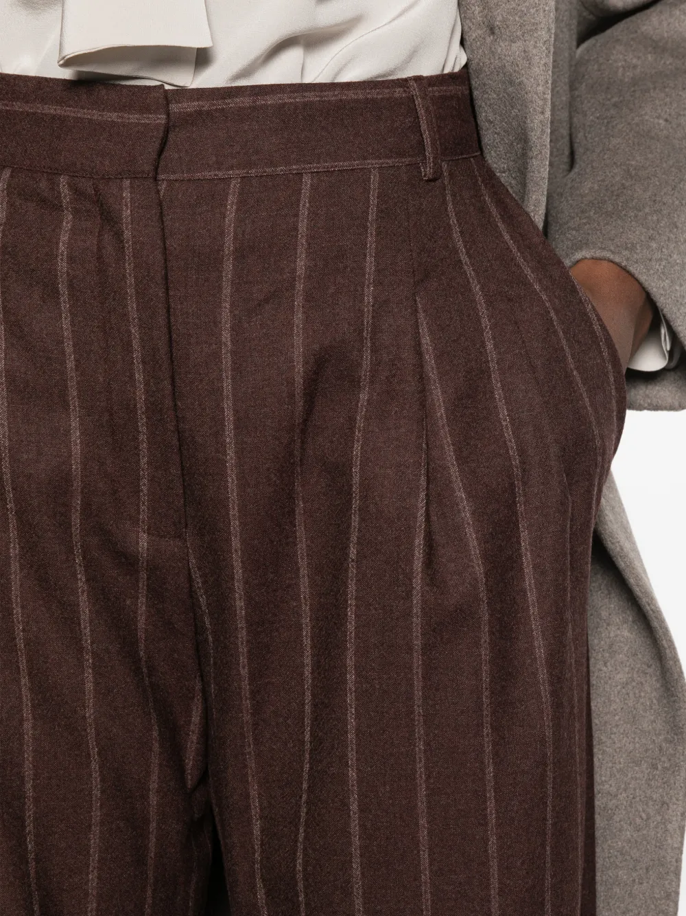 Barba pinstripe-pattern pleated trousers Bruin