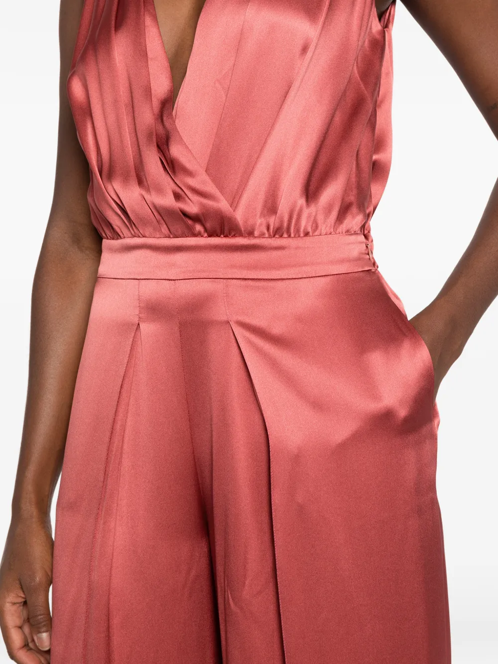Eleventy satin-finish wide-leg jumpsuit Roze