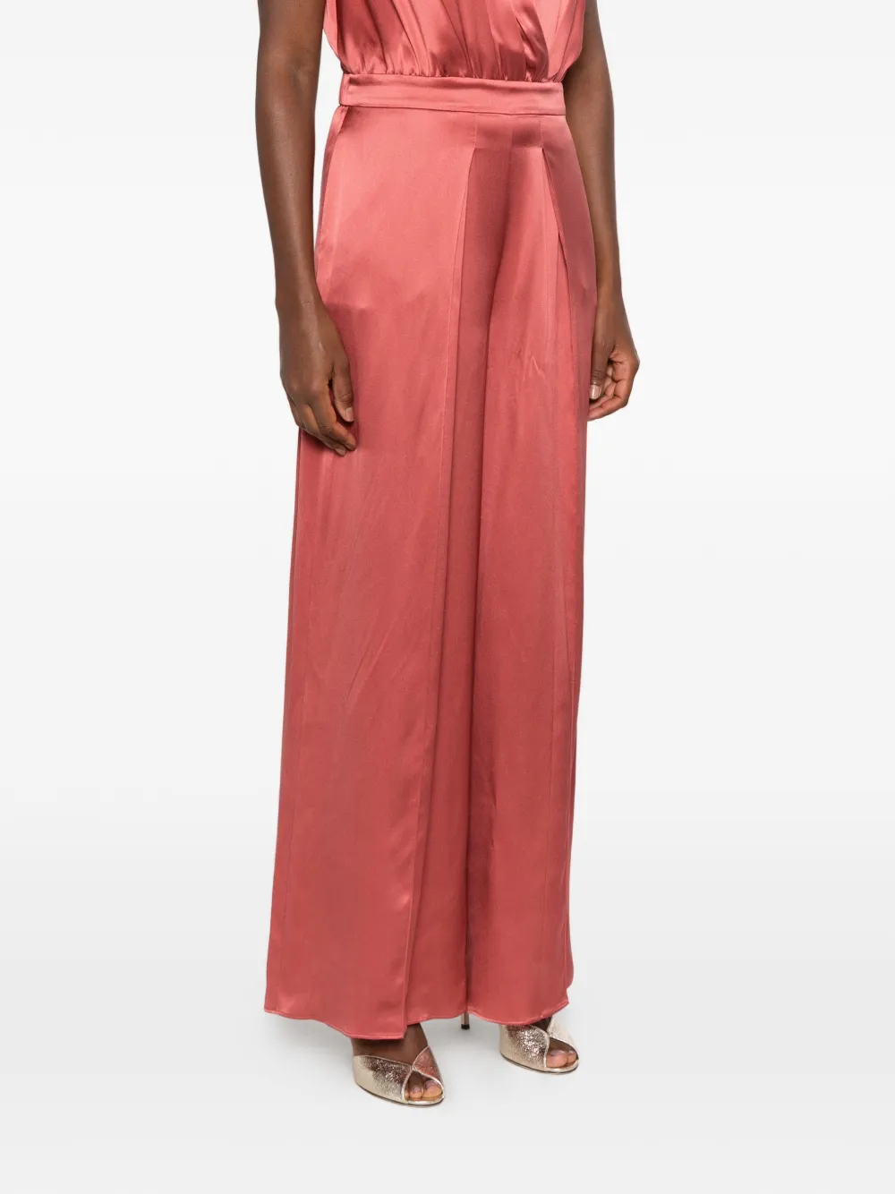 Eleventy satin-finish wide-leg jumpsuit Roze