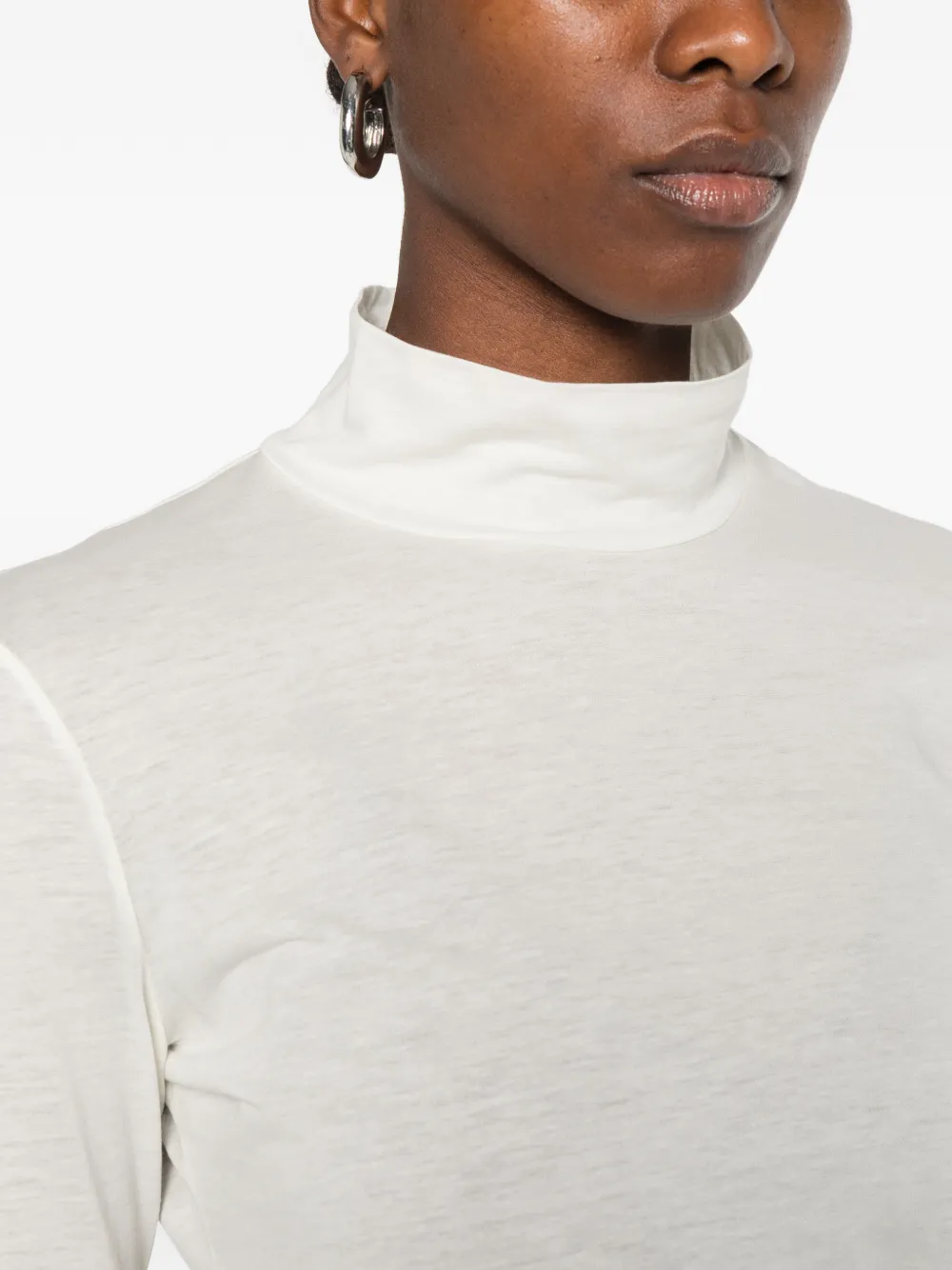 Eleventy high-neck long-sleeve T-shirt Beige
