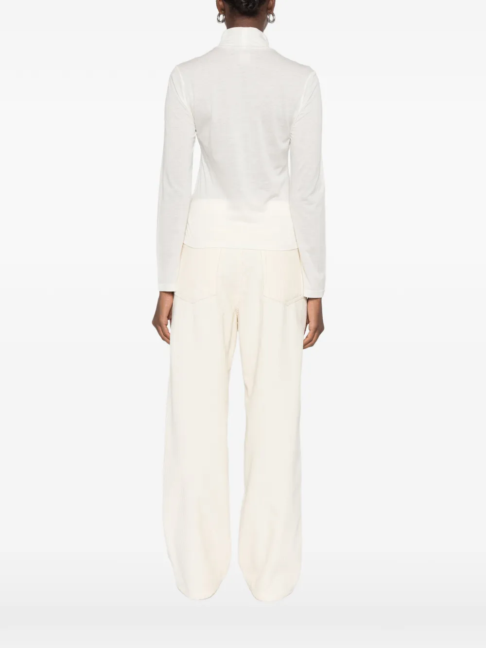 Eleventy high-neck long-sleeve T-shirt Beige