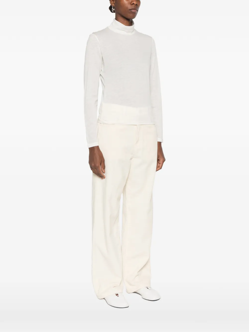 Eleventy high-neck long-sleeve T-shirt Beige