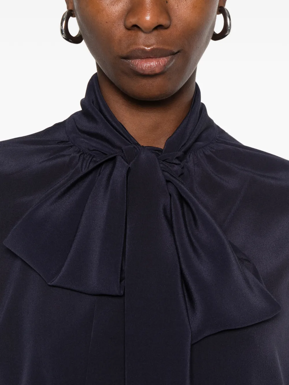 Barba bow-neck long-sleeve blouse Blauw