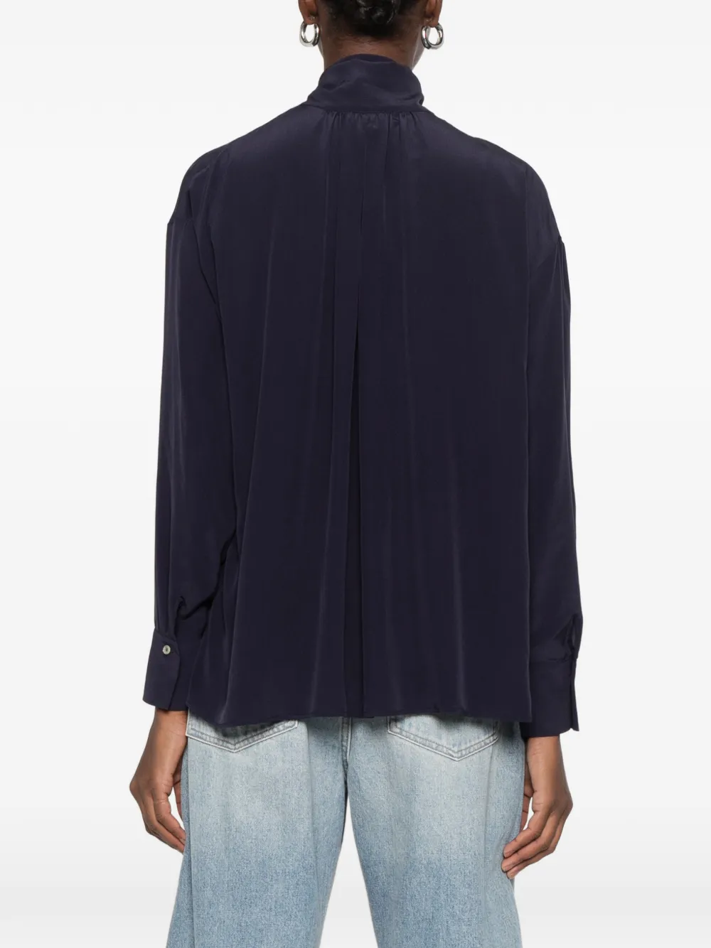 Barba bow-neck long-sleeve blouse Blauw