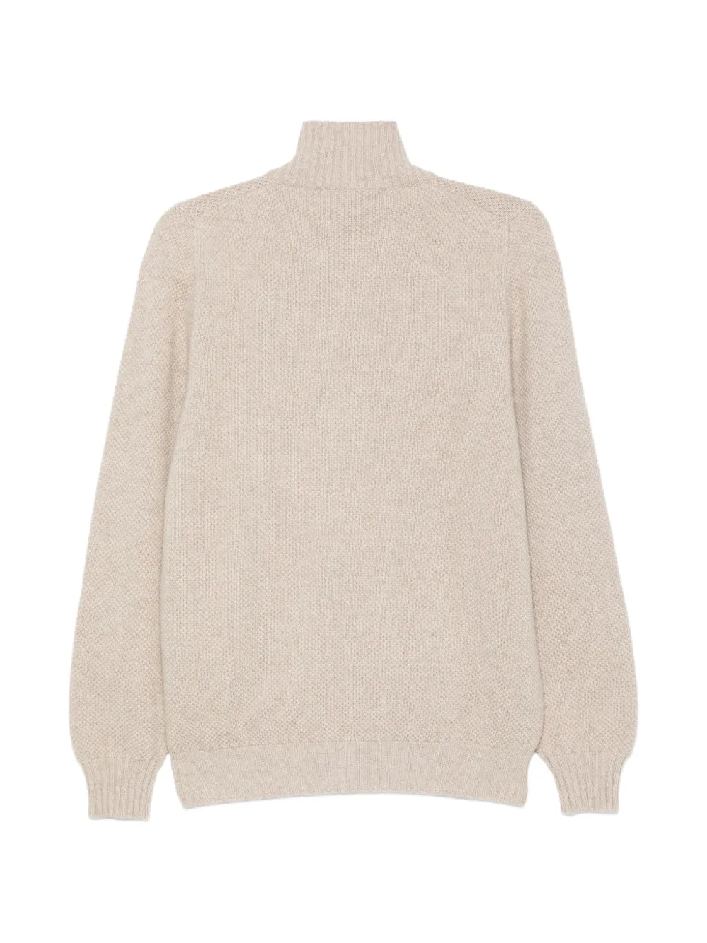 Fedeli Wafelgebreide trui met rits Beige