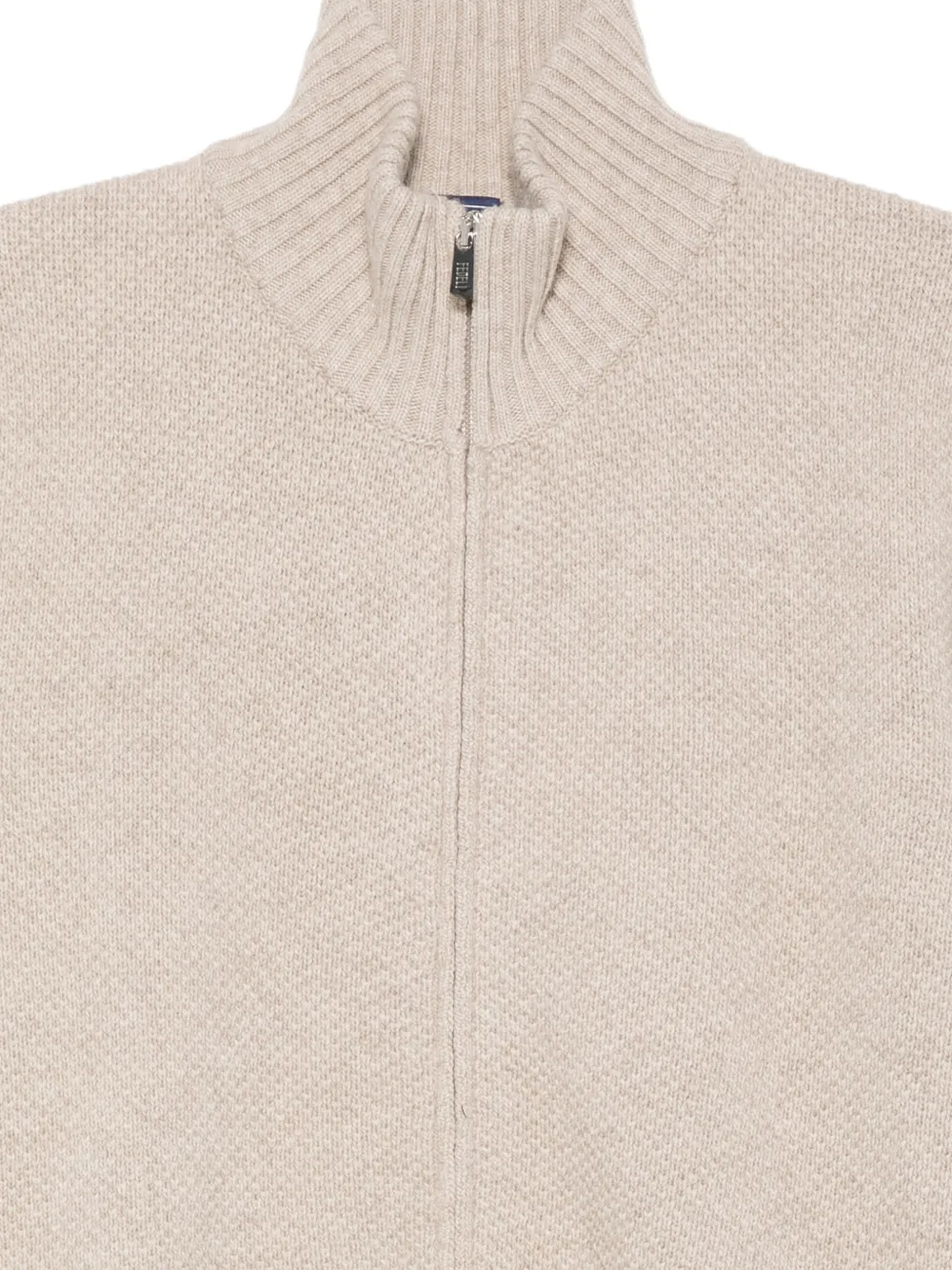 Fedeli Wafelgebreide trui met rits Beige