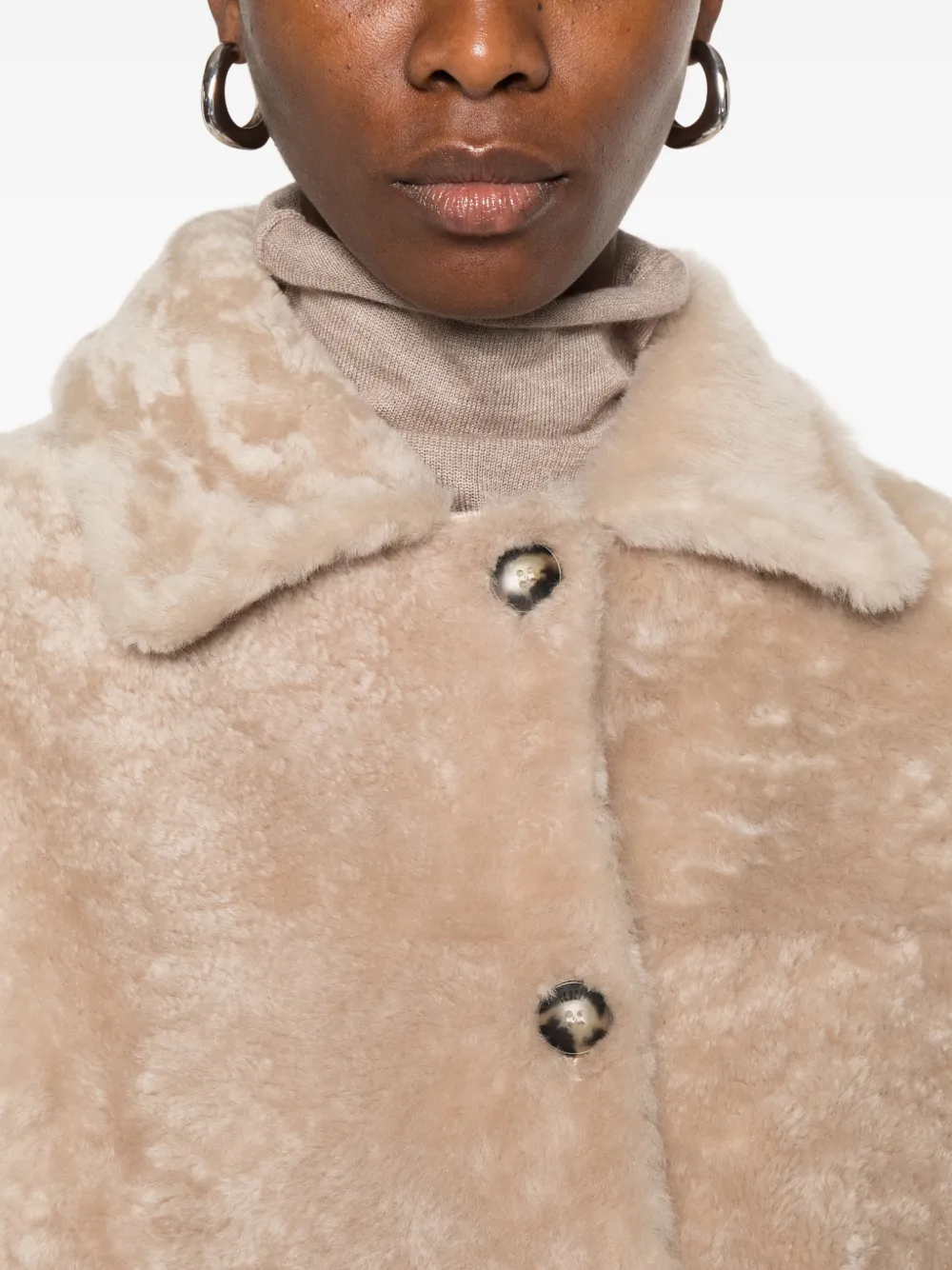 Fedeli shearling-effect button-up jacket Beige