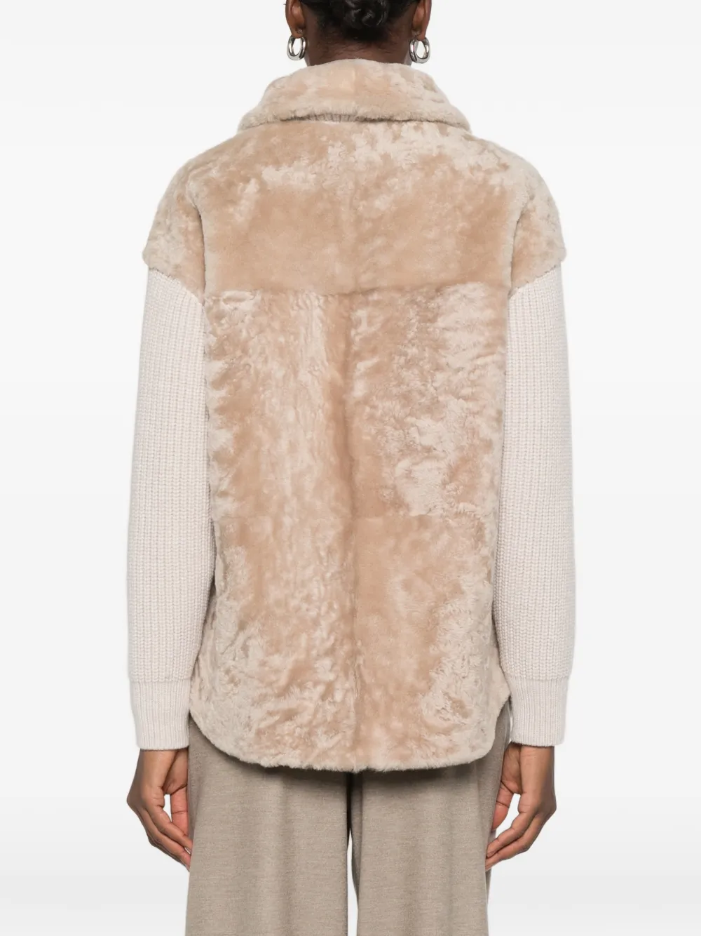 Fedeli shearling-effect button-up jacket Beige