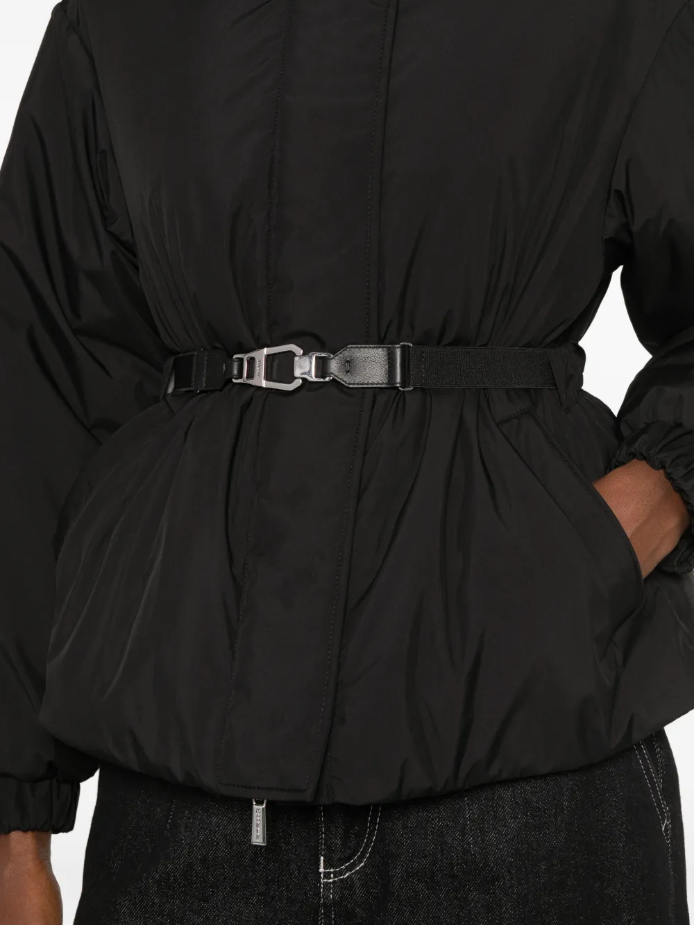 Moorer belted hooded jacket Zwart
