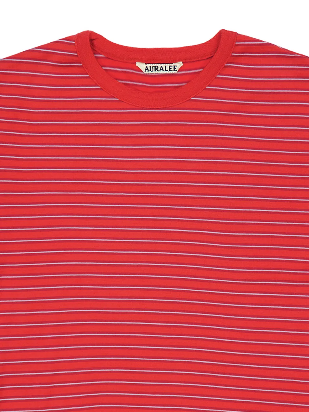 Auralee Striped Wool T-shirt in Red, view 3