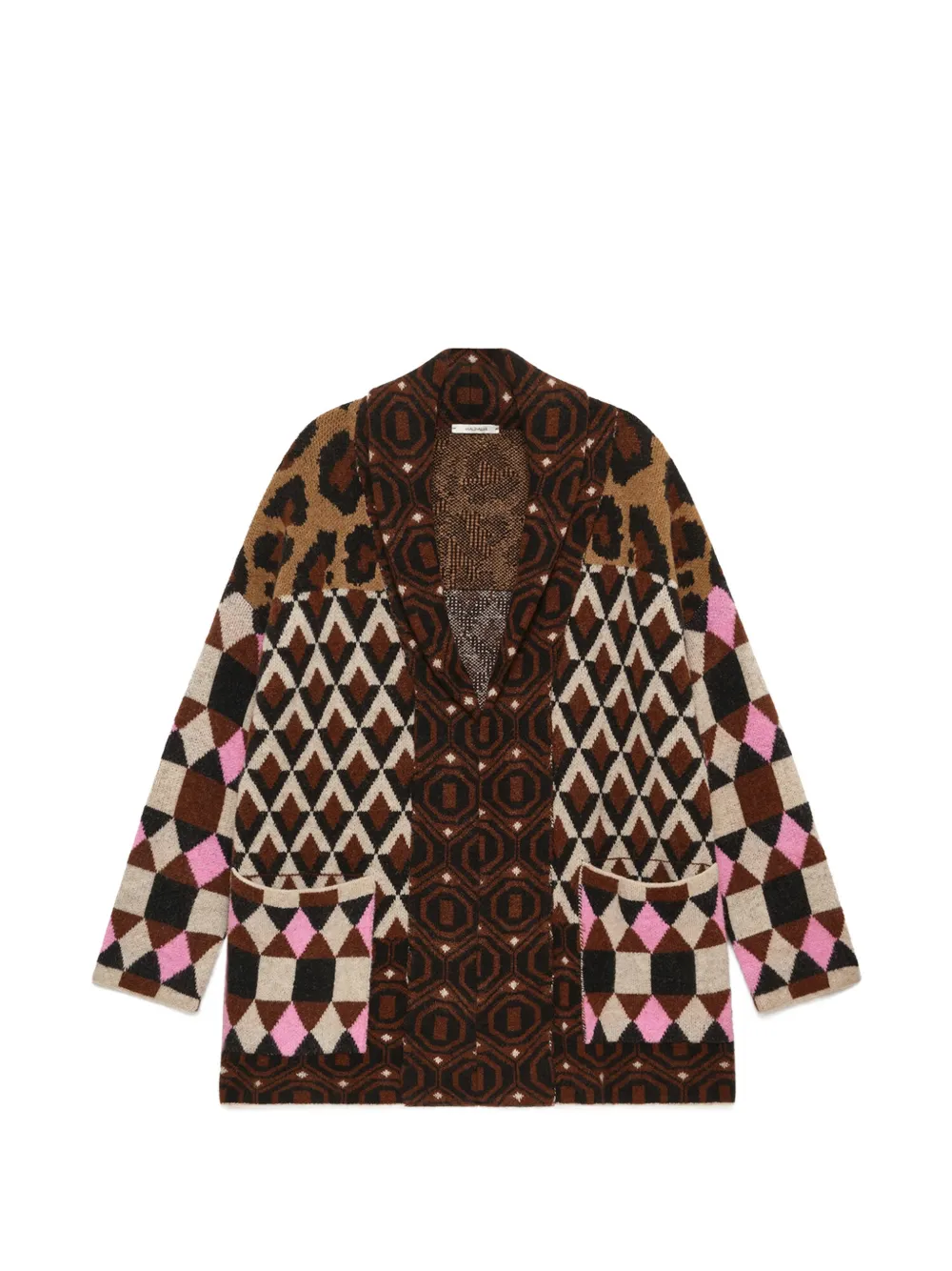 MALIPARMI manteau en jacquard à motif géométrique - Marron