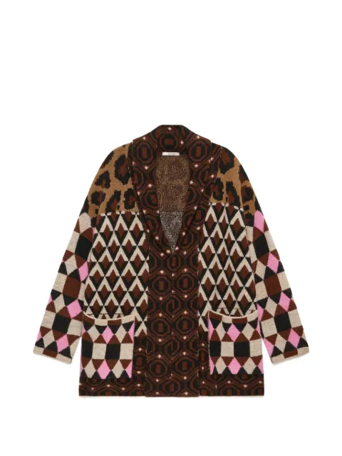 MALIPARMI jacquard-knit geometric-pattern coat