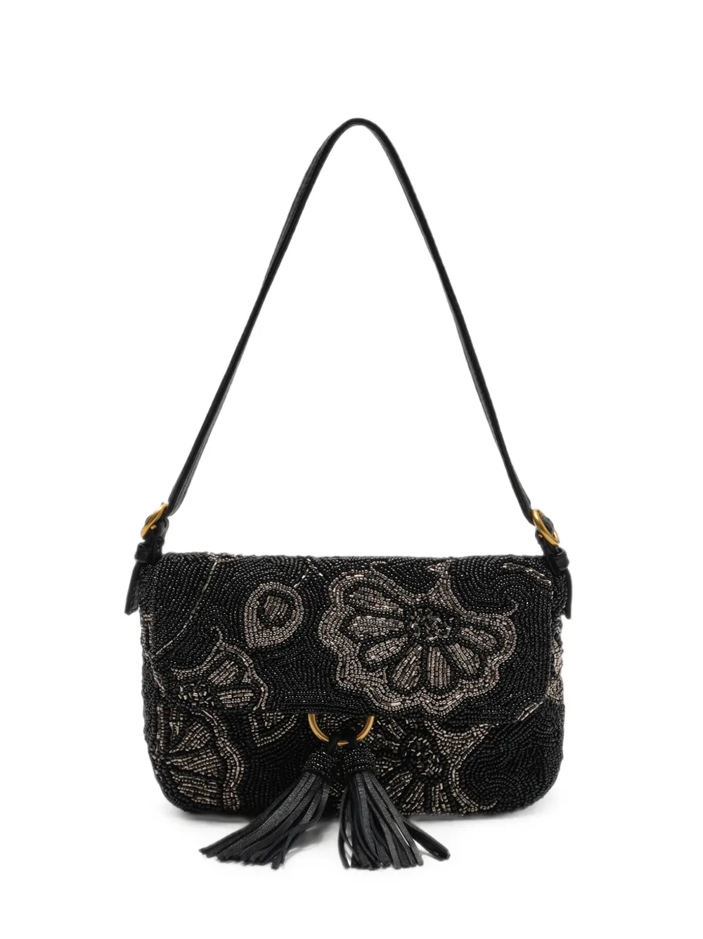 Maliparmi Blossom Bead-embroidered Shoulder Bag In Black