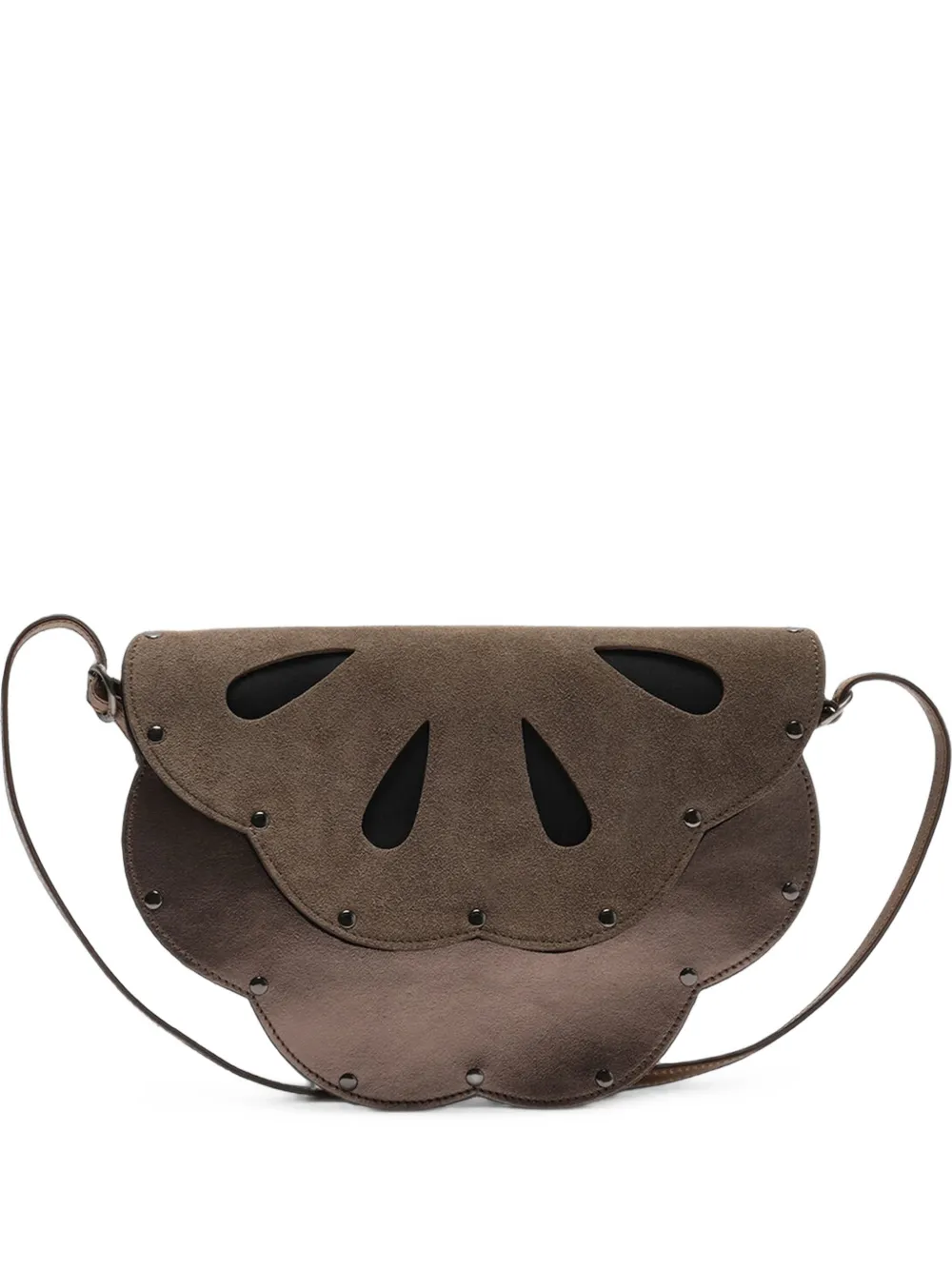 MALIPARMI flower-cutout studded bovine leather cross body bag - Marrone