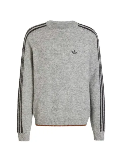 adidas 3 Stripes fluffy-knit crew jumper