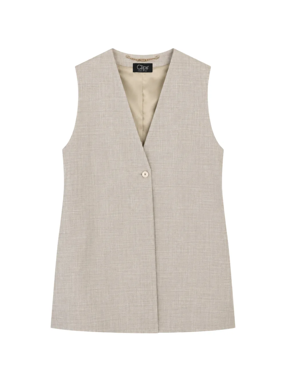 Clips V-neck Single-breasted Waistcoat In Grey