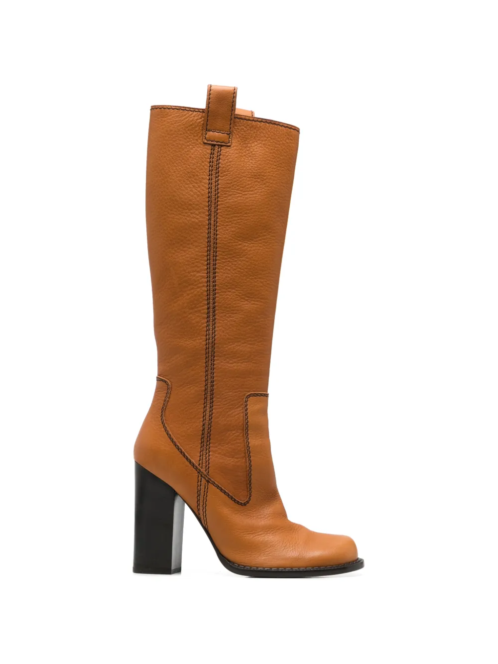 Pre-owned Dsquared2 2000s Contrast-stitch Leather Boots In Orange