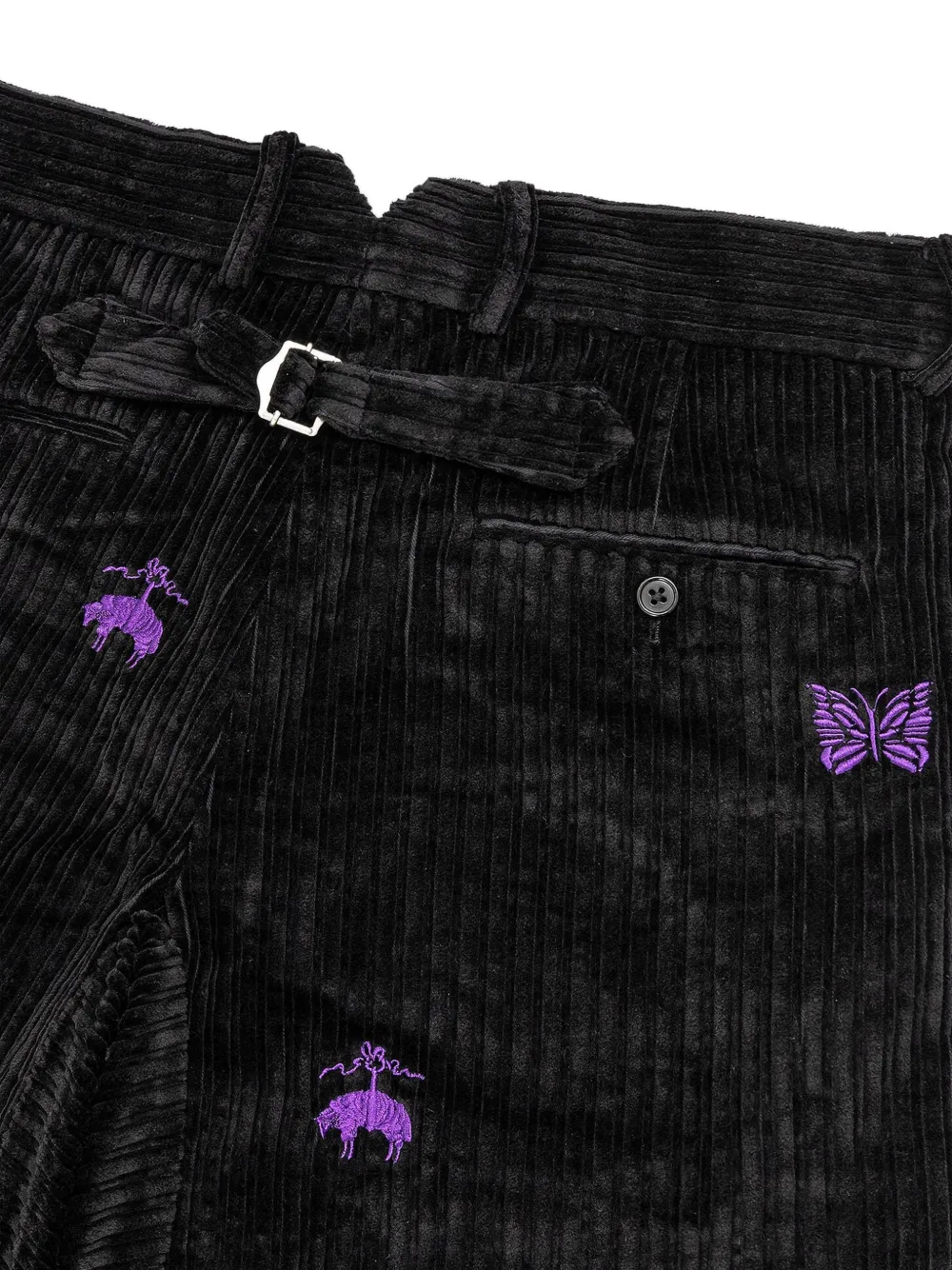 Brooks Brothers x Needles ribfluwelen broek met borduurwerk Zwart