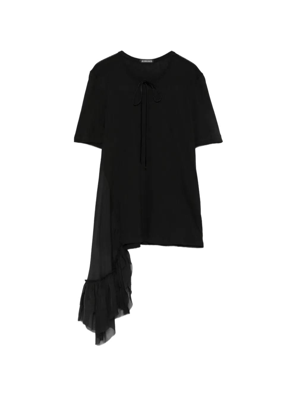 Ann Demeulemeester ruffled-detail T-shirt Zwart