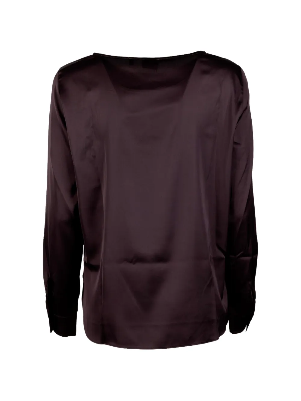 EMME Blouse met satijnen afwerking en lange mouwen Bruin