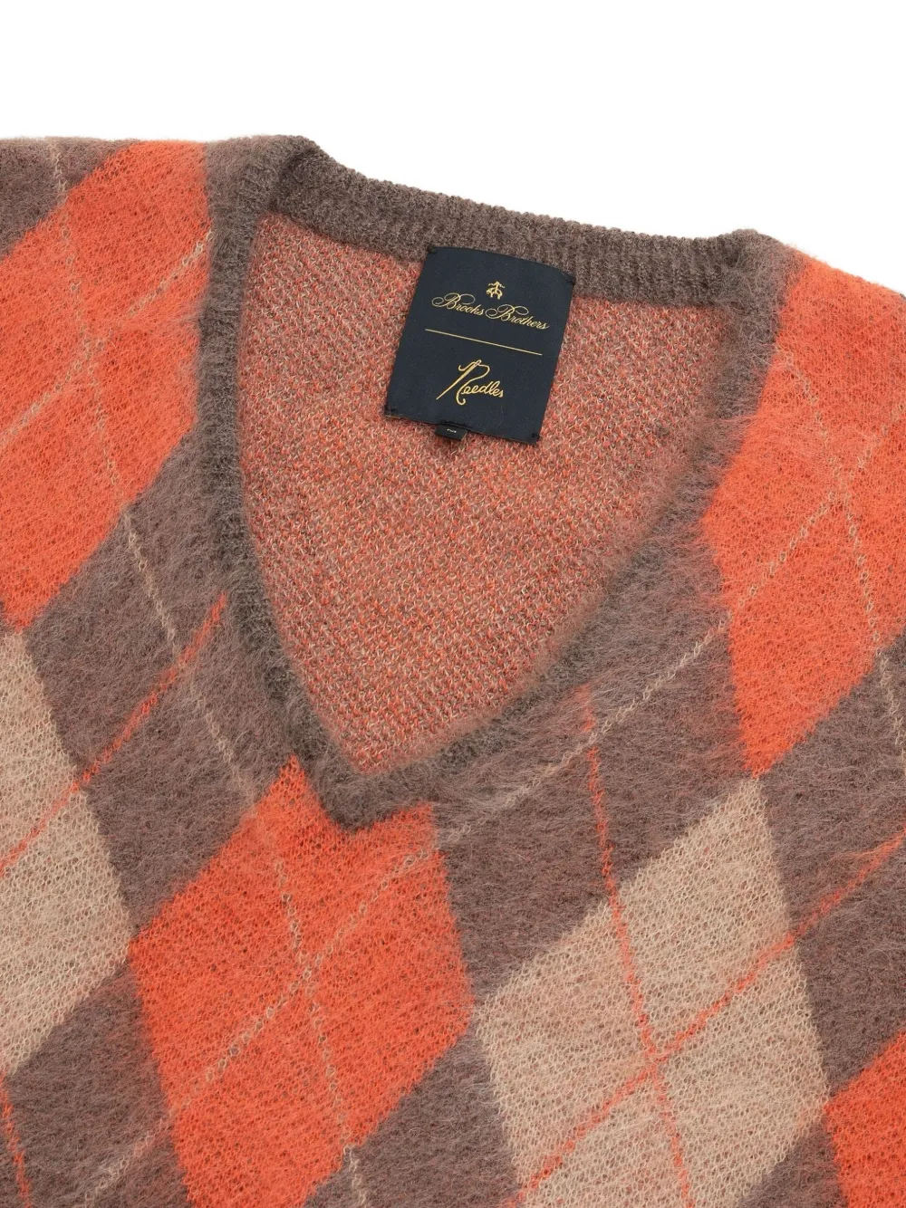 Brooks Brothers x Needles trui met argyle-patroon en V-hals Bruin