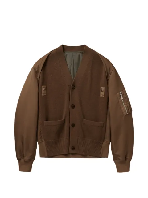 sacai panelled V-neck bomber jacket