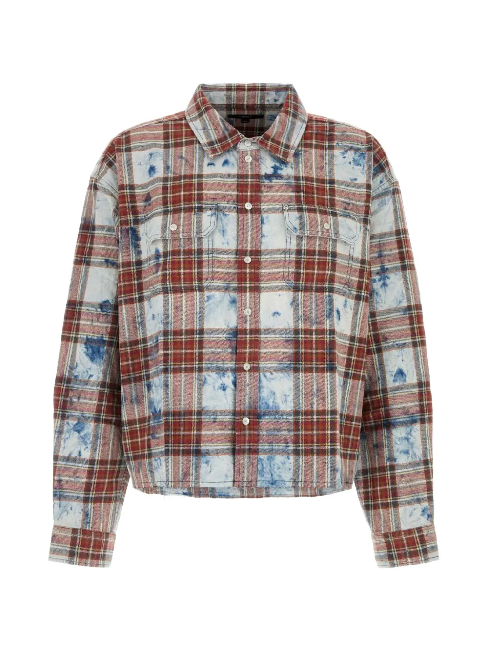 Purple Brand logo-embroidered checked shirt