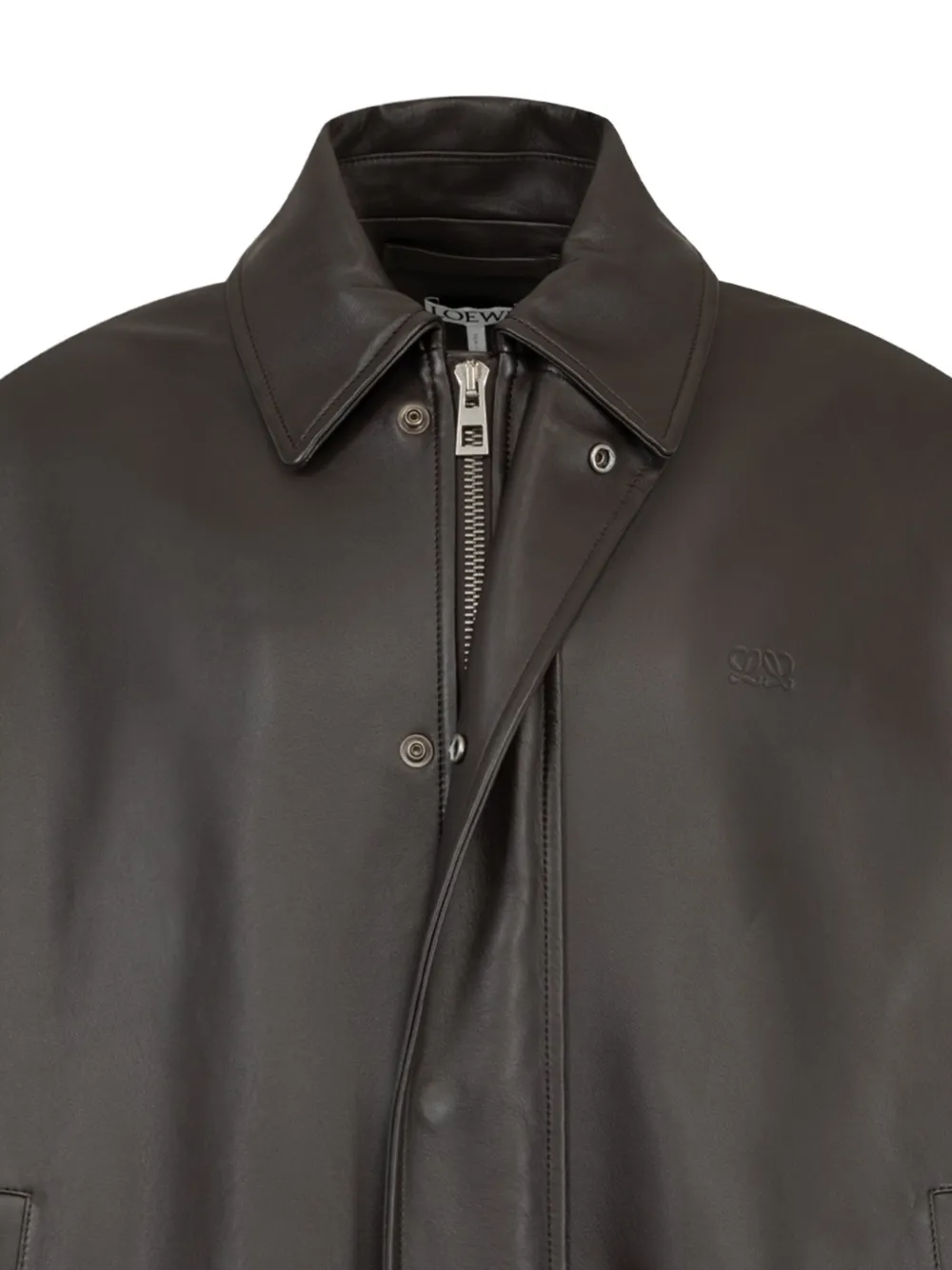 LOEWE Leren jack met trekkoord Bruin