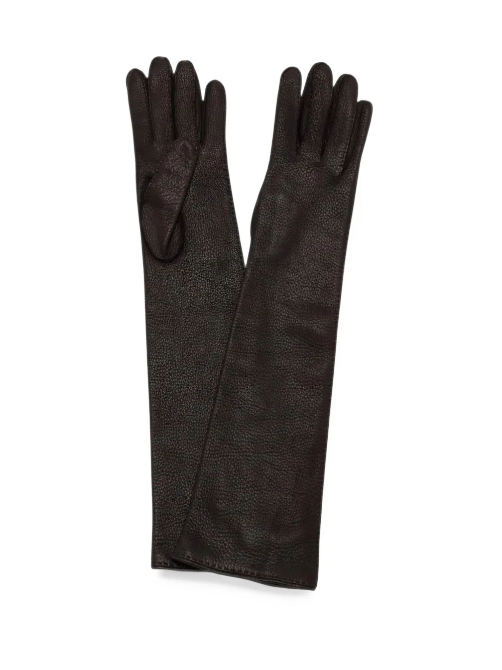 Plan C long leather gloves Bruin