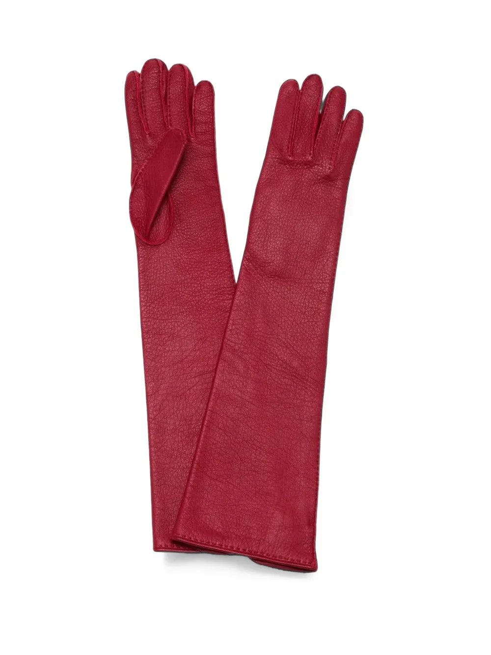 Plan C pebbled-leather long gloves Rood