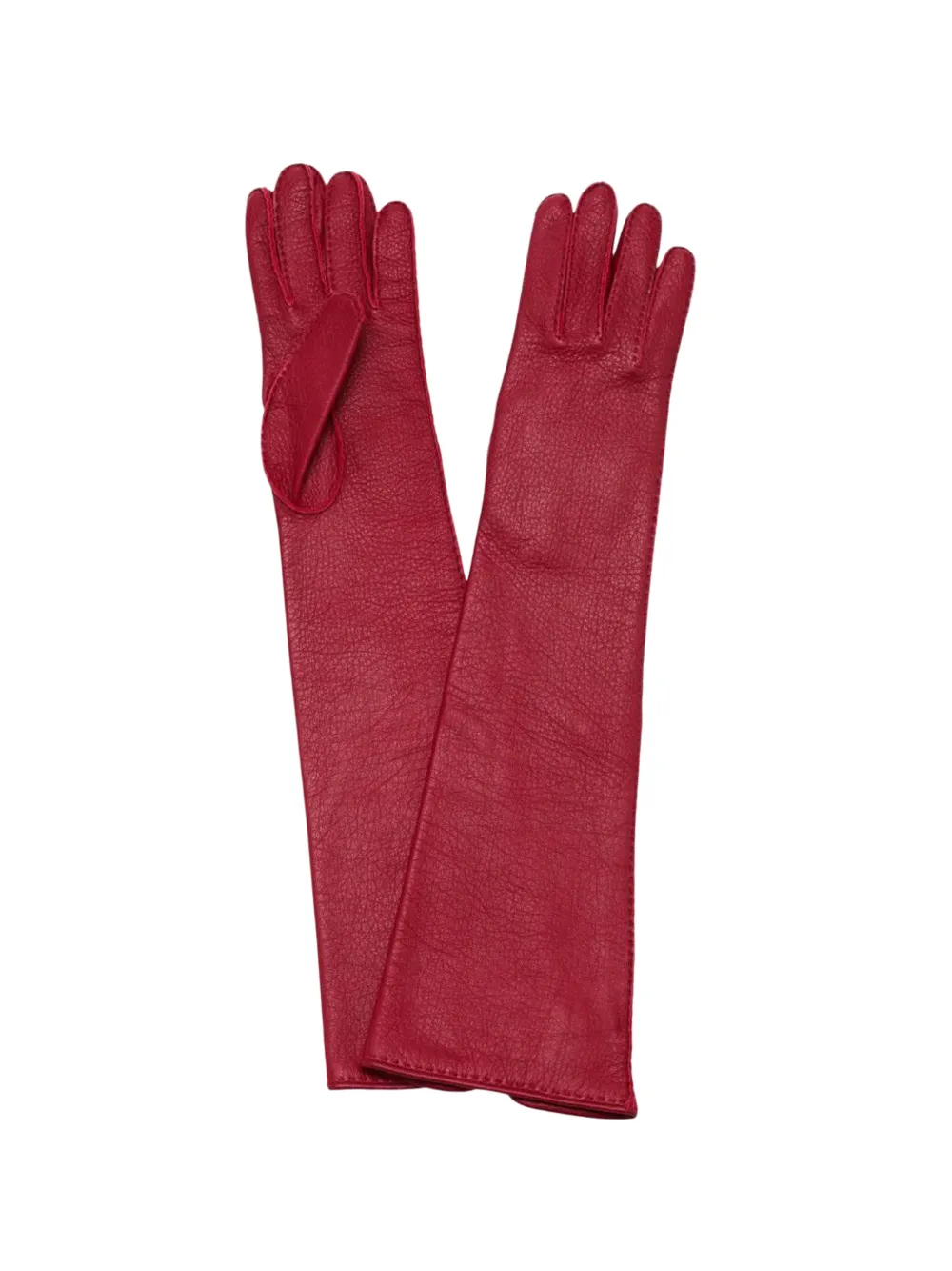 Plan C pebbled-leather long gloves - Rot